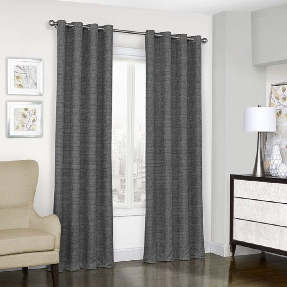 ECLIPSE Trevi Thermal Blackout Single Panel Grommet Curtain Black 52 x 108 NEW